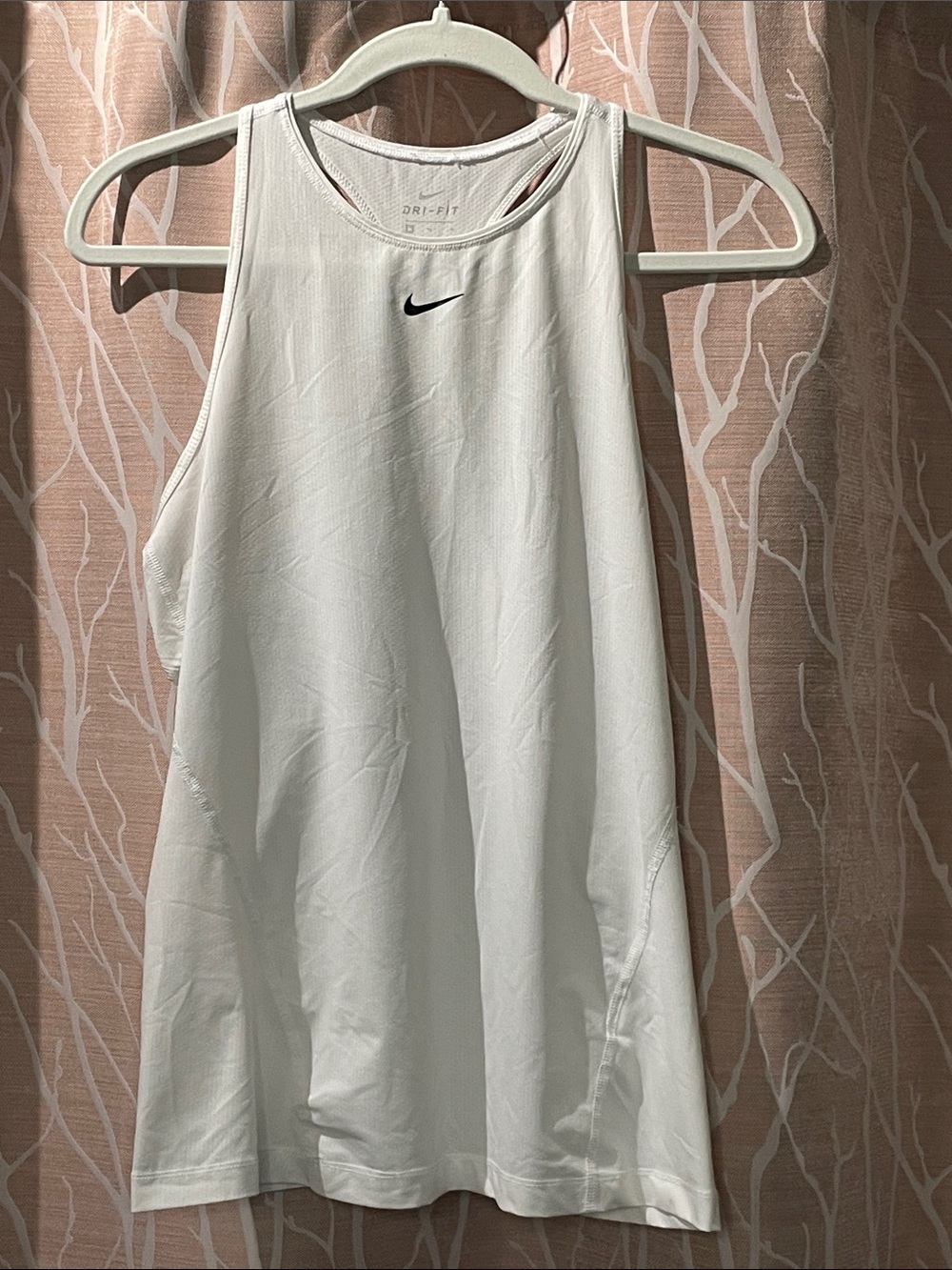 Nike White Performance Dri-Fit Tank with Black Swoosh